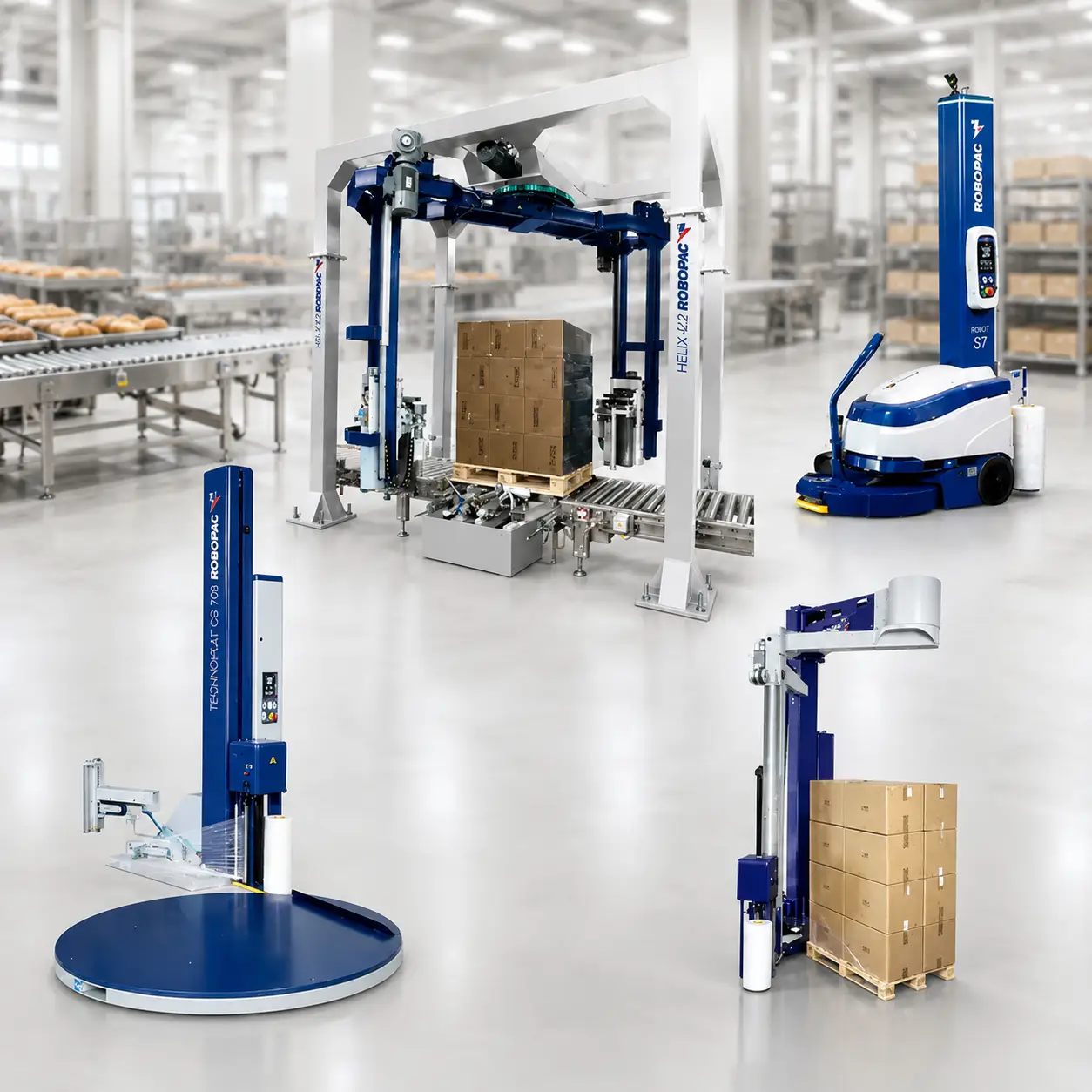 Pallet wrapping machine for bakery product pallet wrap
