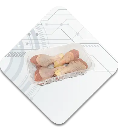 Automatic tray sealing of chicken